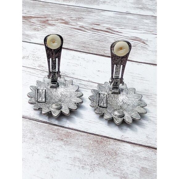 Vintage The Original Arizona Jean Company Clip On Earrings Silver Tone - Picture 7 of 8